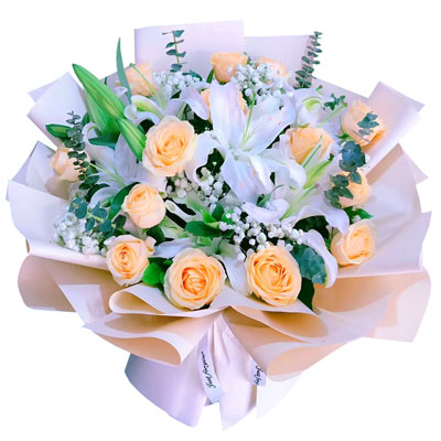 泸州16朵香槟玫瑰2支百合，爱的温暖和幸福
