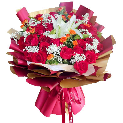 泸州33朵红玫瑰百合，爱如同花般绽放